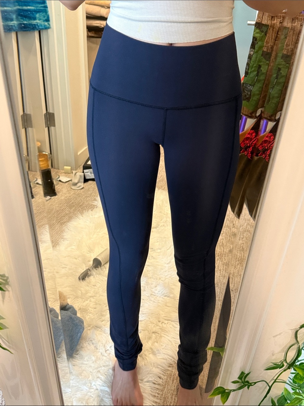 Thick Lulu Lemon High-Waist Extra Long Navy Leggings